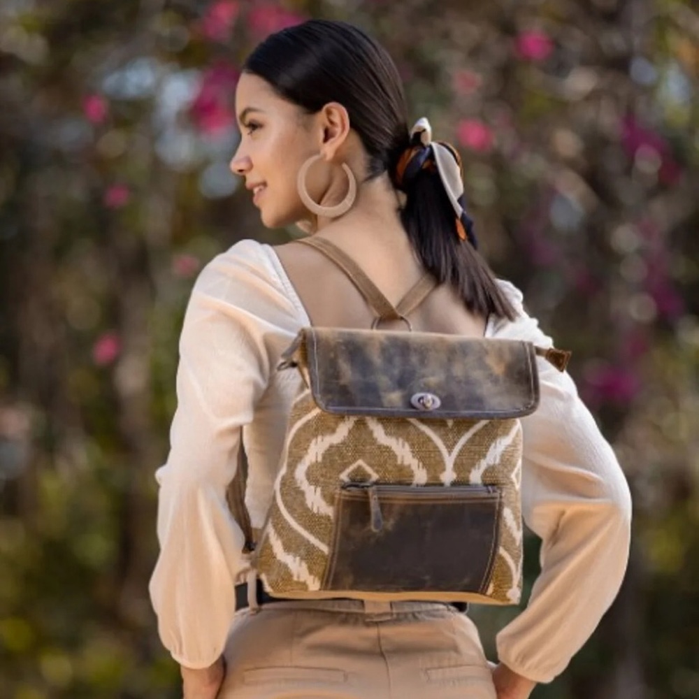 New! Myra Bag Backpack Leather Canvas Rug